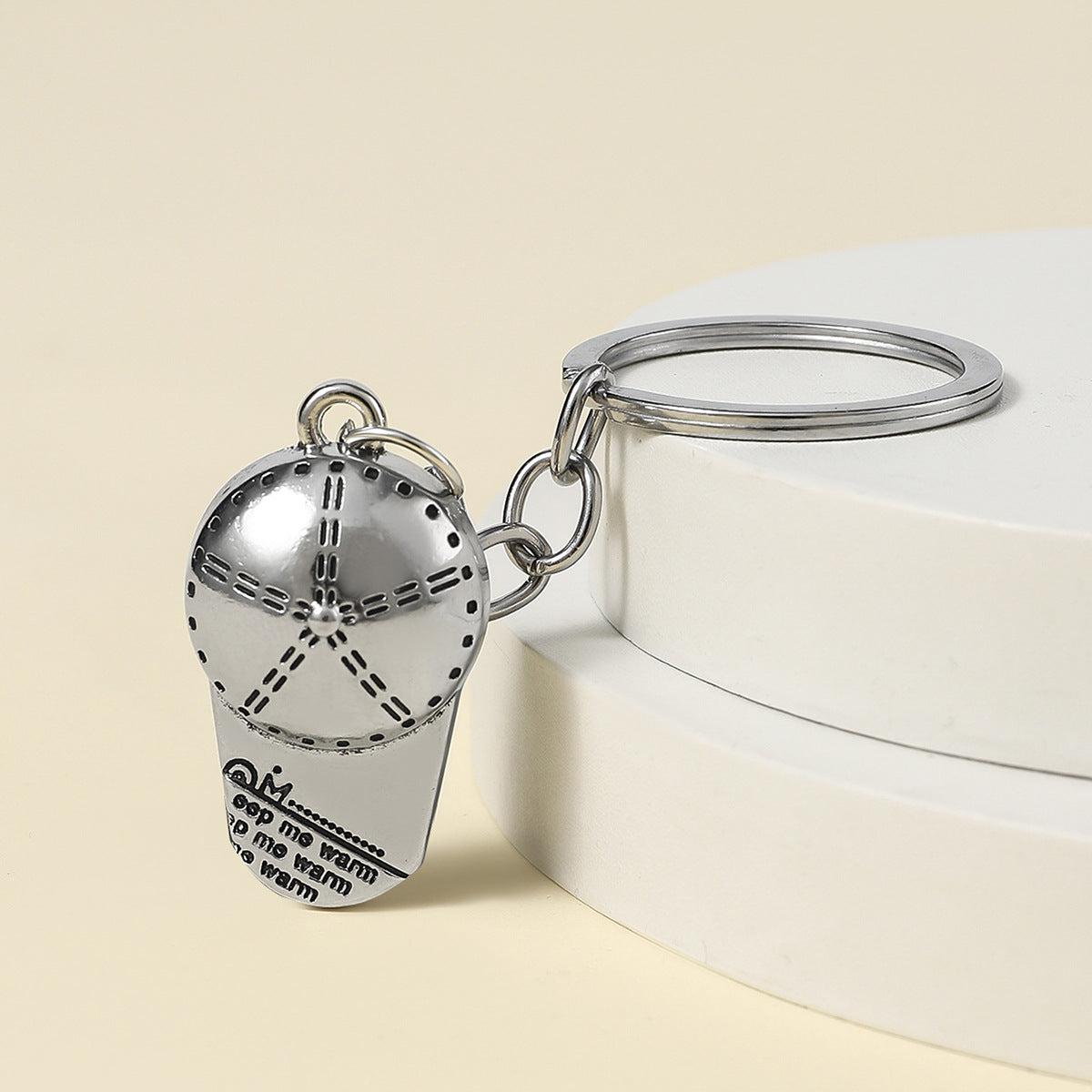 Wholesale Silver alloy metal imitation sports baseball cap keychain